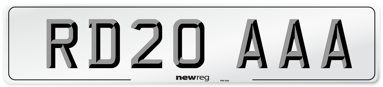 RD20 AAA Number Plate from New Reg